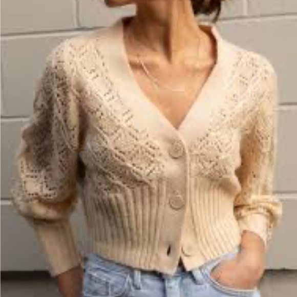 OAK + FORT Sweaters - OAK + FORT CROPPED BUTTON FRONT CARDIGAN